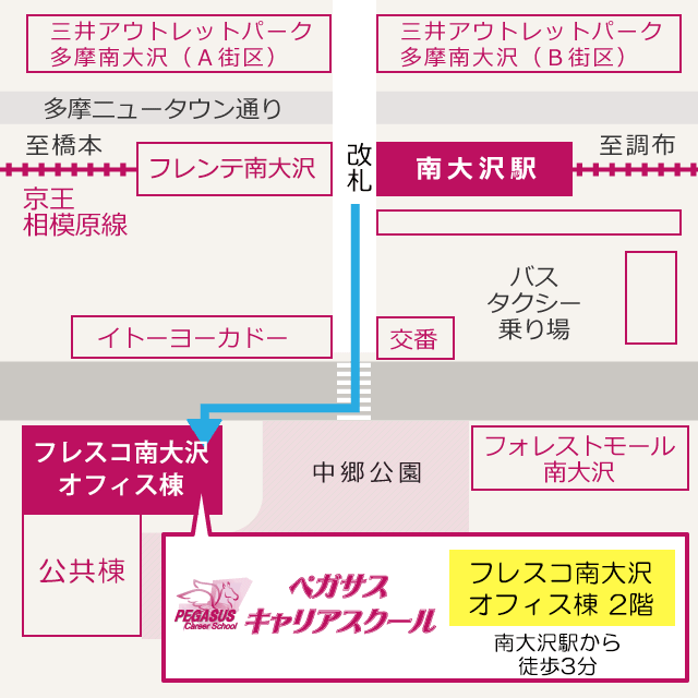 ペガサスキャリアスクール周辺マップ